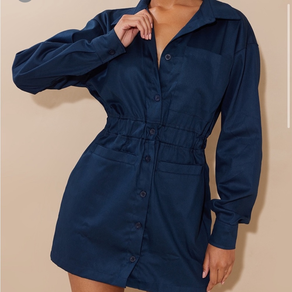 Navy Blue pocket shirt dress